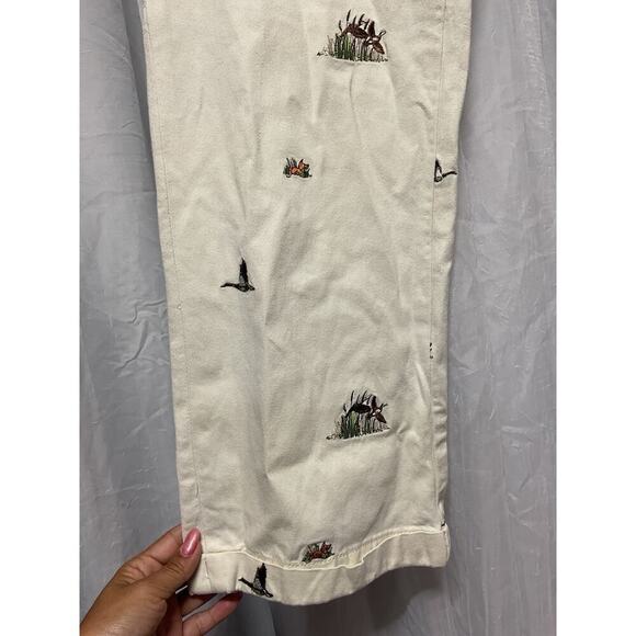 Vtg Akko Men Pants SZ 36 Khaki Chino Pheasant Embroidered Hunting Work Fox RARE - Picture 7 of 13